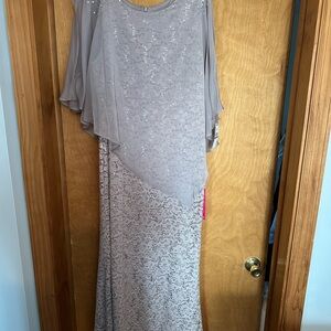 Elegant Lace Overlay Dress in Gray